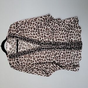 American Galmour Badgley Mischka Mobwife 1X animal print beaded kimono topper